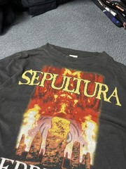 Vintage 90s Sepultura Territory Metal Band T-Shirt Long Sleeve, Blue Grape