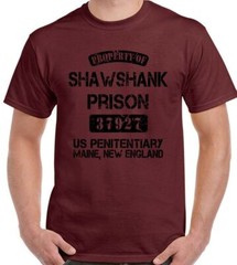 Shawshank Redemption T-Shirt Property Of Prison Mens Funny Movie Stag Doo Do