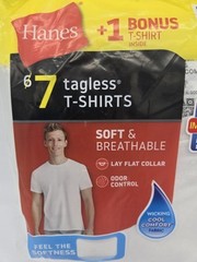Hanes 7 Pack Men’s Crew Neck T Shirts L 42-44 White Wicking Tagless Flex Fabric