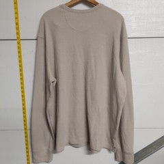 Goodfellow and Co Men XXL Beige Long Sleeve Henley Shirt Lightweight Casual Top
