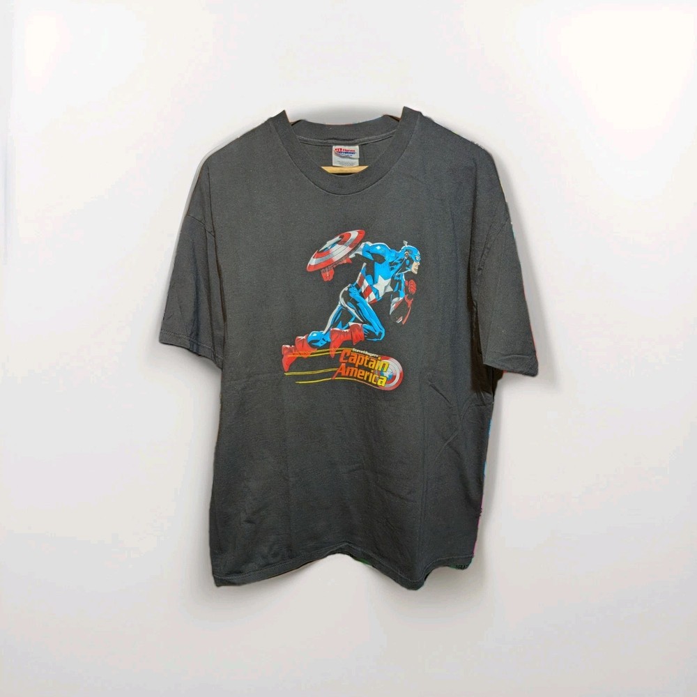 Vintage Y2K Hanes Captain America Graphitti Designs Hanes Shirt Size XL