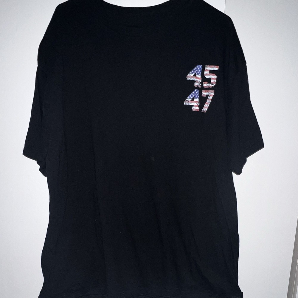 Men’s Black Graphic Print Crew Neck Short Sleeve T-Shirt 2XL Jesus Trump USA