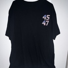 Men’s Black Graphic Print Crew Neck Short Sleeve T-Shirt 2XL Jesus Trump USA