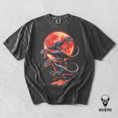 Vintage Raptors Dinosaur Blood Moon Graphic Tee, Jurassic Y2k Grunge Shirt, Birt