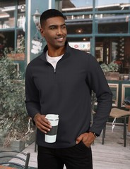 Mens 1/4 Zip Pullover Fleece Jacket Long Sleeve Warm Casual Athletic Sweatshirts