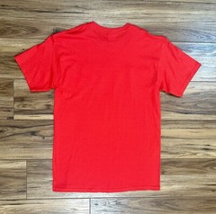 Peanuts Shirt Mens Medium Snoopy Christmas Winter Scene Snowman Red Shirt