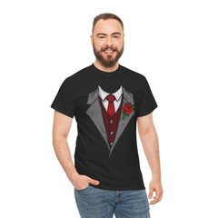Gentleman Tuxedo Funny T-Shirt Rose Flower Novelty Formal Graphic Tee Gift