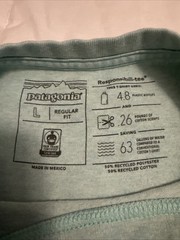 Patagonia Mens Responsibili-Tee Size Size L Light Blue Logo Short Sleeve
