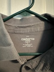 Claiborne Men’s Gray Polo Stretch Slim Fit Large Short Sleeve Golf Shirt