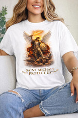 Saint Michael Arcangel T-shirt Burning Owl Graphic Shirt / Saint Michael Tshirt