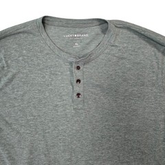 Lucky Brand Mens XL Heather Green Short Sleeve Henley Shirt Cotton Blend RN80318