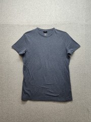 H&M Men Shirt L Gray Crew Neck Short Sleeve Flat Front Stretch Pullover Tee
