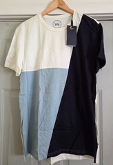 Kronstadt Denmark Cotton Tee Asymmetric Design Blue White Navy XXL – NEW