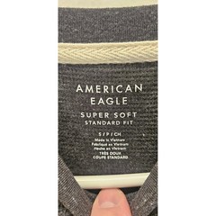 American Eagle Super Soft Thermal Shirt Mens Small Gray Waffle Knit Long Sleeve