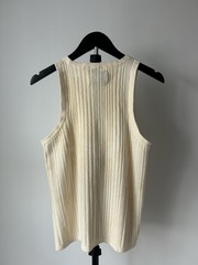 King & Tuckfield Men’s Cropped Ribbed Cotton Tank Top Solid Beige M