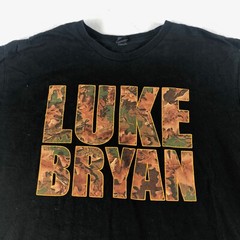 Luke Bryan Shirt Mens XL Black Camouflage Spell Out Short Sleeve Crew Neck