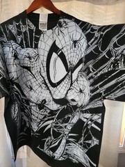 SPIDERMAN ALL OVER PRINT ON A SHAKA HEAVYWEIGHT GARMET DYED T SHIRT “MODERN”