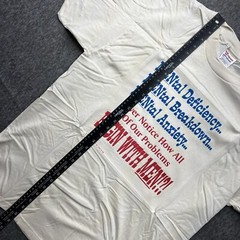 hanes heavyweight 50/50 Vintage Off White Shirt size Large Men Graphic