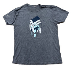 Geometric Art House Shirt Men L Stretch Graphic Tee Gray Casual Short Sleeve