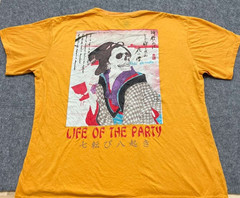 2MONKEYS Graphic Tee Mens 2XL Yellow Orange Dyed Cotton Poly Blend Shirt