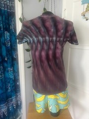 Roll Fold Ice Tie Dye T-Shirt, Unisex M SS Crew, Reddish Purple Wave