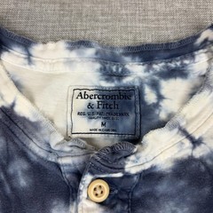 Abercrombie & Fitch Shirt Mens M Blue Tie Dye Henley Pocket Tee Cotton Jersey
