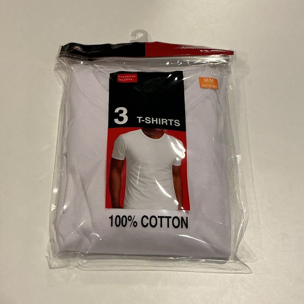 NWT Mace Giovanni 3-Pack Men’s M White Cotton Knit Crew Neck Tagless Tees