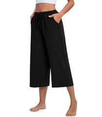 Capris for Women Loose Wide Leg Shorts Yoga Cropped Pajama Pants Pull on Summ…