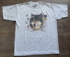 Vtg 90s Wolf T-Shirt Mens XL Nature Wildlife CA Fruit of the Loom Single Stitch