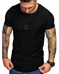 Fashion Mens T Shirt Muscle Gym Workout Athletic Shirt Cotton Tee Shirt Top B…