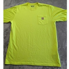 Carhartt Pocket T-Shirt Men’s Large Tall Hi Vis Yellow Loose Fit Workwear Tee