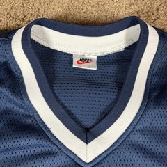 Vintage Nike Mesh Striped Blue White V Neck T Shirt White Tag Mens Sz XL