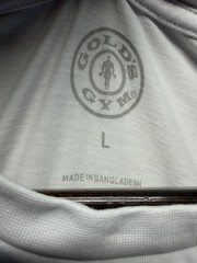 Gold’s Gym Muscle Joe Weight Plate T-Shirt Men Large White Graphic Circular Logo