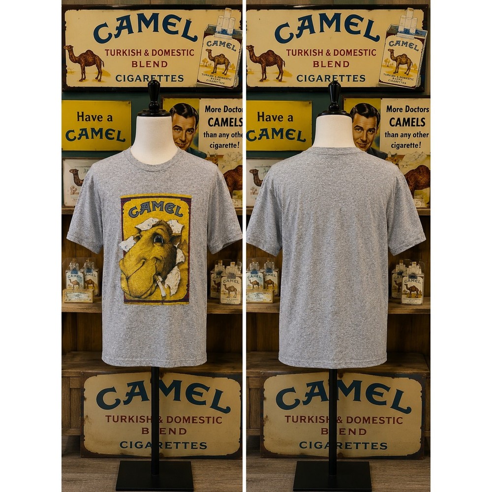 Vintage 1980s Camel Joe Cigarettes Graphic Tee Sneakers Tag USA Larg