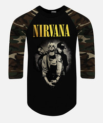NIRVANA TRIO PUNK ROCK SHIRT RAGLAN 3/4 SLEEVE (Multiple Variations)