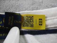 Polo Ralph Lauren Shirt Mens Medium White Navy Striped Custom Slim Fit Logo Tee