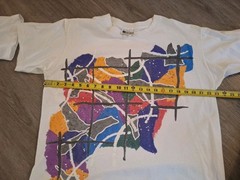 Vintage 90s Jacques Moret Abstract Art T-Shirt AOP Large Graphic Tee