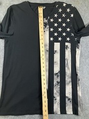 ASOS Men’s Size XL Black Flag Stars Long Zip Cuff Sleeve Cotton Stretch T-Shirt