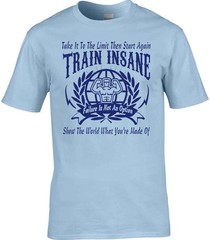 Motivational T-Shirt Gym Exercise Train Insane Keep Fit Work Out Muscle Man