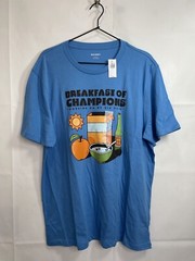 Old Navy Men’s Large Graphic Working On My Six Pack Blue Short Sleeve T- Shirt