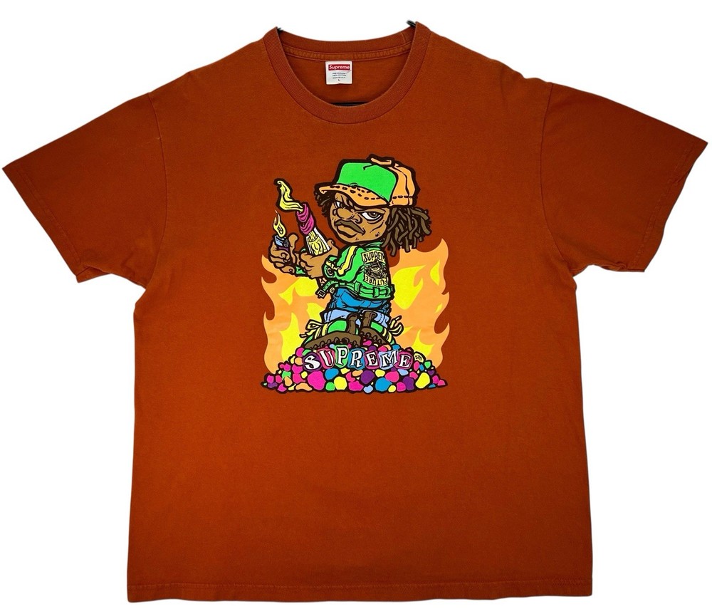 Supreme New York Molotov Kid Tee Rustic Orange T Shirt Mens Size Large L USA