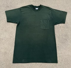 Vintage 90s BVD Green Blank Pocket T-Shirt Size Large Made In USA FADED