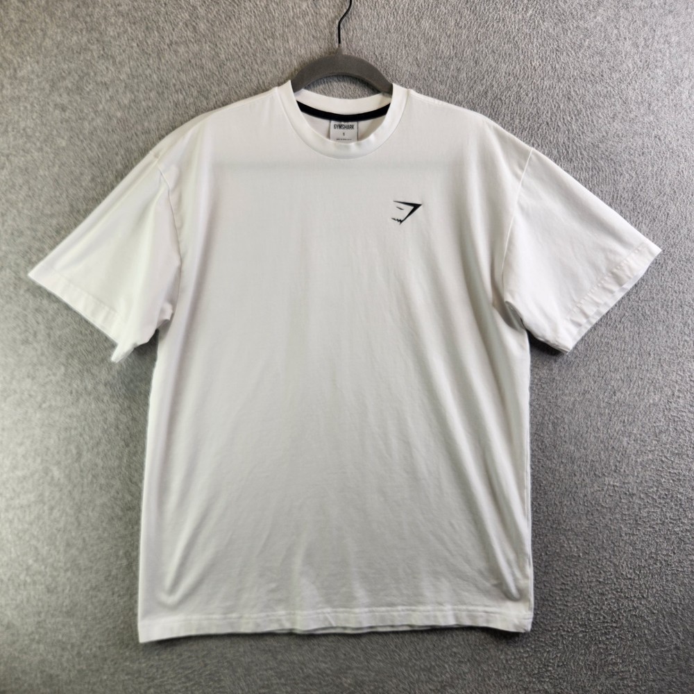 Gymshark Shirt Mens S White Essential Oversized Tee Muscle Gym Loose Fit