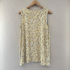 J Jill Wearever Collection Floral Sleeveless Top Size L Yellow Garden Cottage