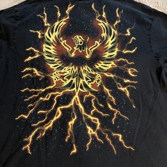 Cremieux Men’s Large Black T Shirt With a Rising Phoenix & Raw Edge Sleeves