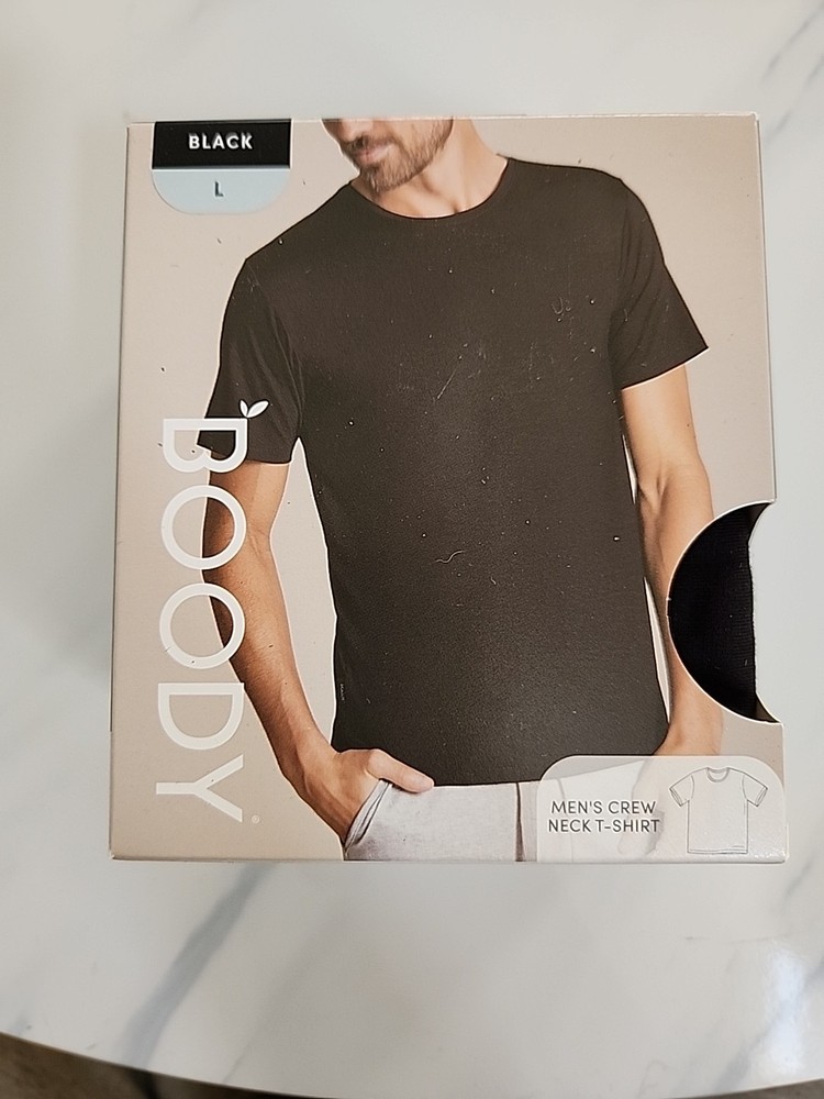 BOODY MENS CREW NECK T-SHIRT Size L BLACK NEW Ship From USA