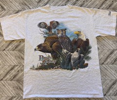 VTG Habitat T-Shirt Mens XL Gray Eagle Owl Nature Wildlife Animal Streetwear Y2K