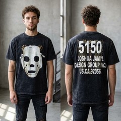 Two Side Joshua Jamal Tee 001 Mask Washed Black/Gray Reprint T-shirt S-5XL