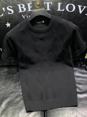 New Men Fashion Trend Knitted Short Sleeve Cotton Streetwear Summer T-Shirt
