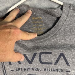 RVCA Men’s Gray Graphic Logo Crew Neck Short Sleeve T-Shirt Size XL Art VA